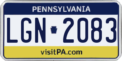 PA license plate LGN2083