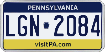 PA license plate LGN2084