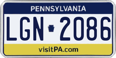 PA license plate LGN2086