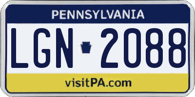 PA license plate LGN2088