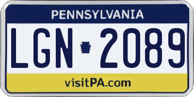 PA license plate LGN2089