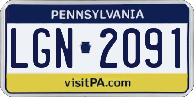 PA license plate LGN2091