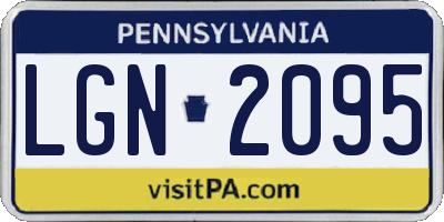 PA license plate LGN2095