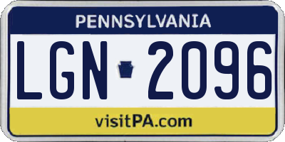 PA license plate LGN2096