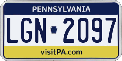 PA license plate LGN2097
