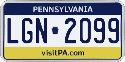 PA license plate LGN2099