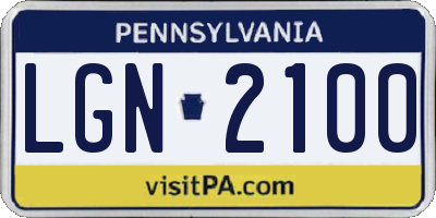 PA license plate LGN2100