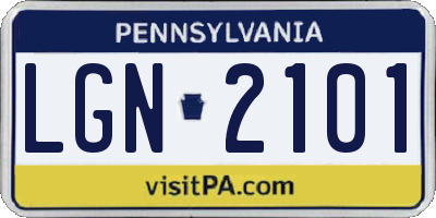 PA license plate LGN2101