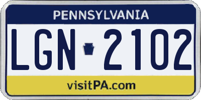 PA license plate LGN2102