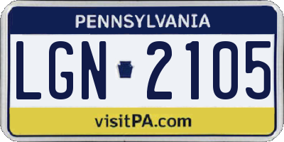 PA license plate LGN2105