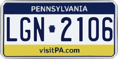 PA license plate LGN2106