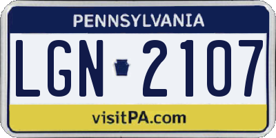 PA license plate LGN2107