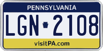 PA license plate LGN2108