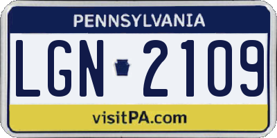 PA license plate LGN2109