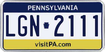 PA license plate LGN2111