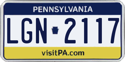 PA license plate LGN2117