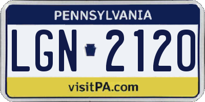 PA license plate LGN2120