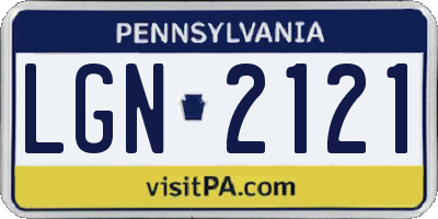 PA license plate LGN2121
