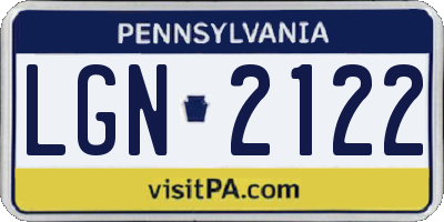 PA license plate LGN2122
