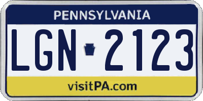 PA license plate LGN2123