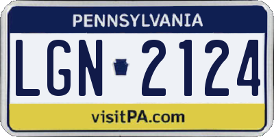 PA license plate LGN2124