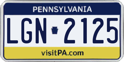 PA license plate LGN2125