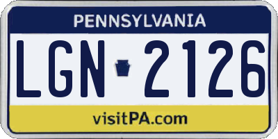 PA license plate LGN2126