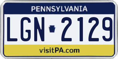 PA license plate LGN2129