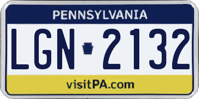 PA license plate LGN2132