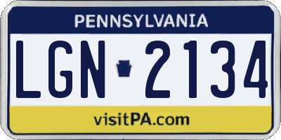 PA license plate LGN2134