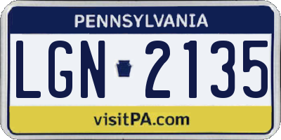 PA license plate LGN2135