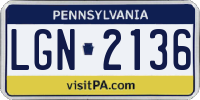 PA license plate LGN2136