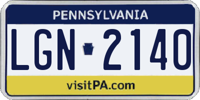 PA license plate LGN2140