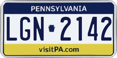 PA license plate LGN2142