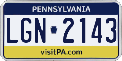 PA license plate LGN2143