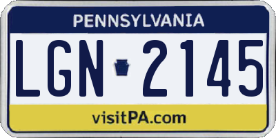 PA license plate LGN2145