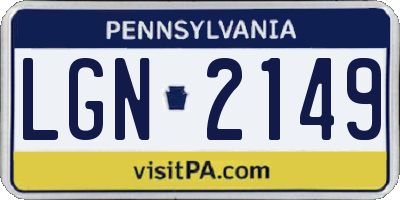 PA license plate LGN2149