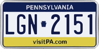 PA license plate LGN2151