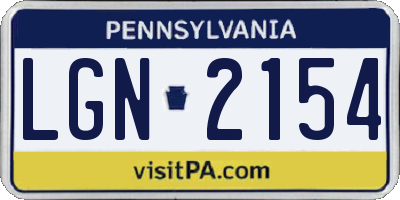 PA license plate LGN2154