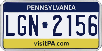 PA license plate LGN2156