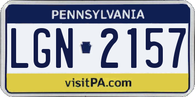 PA license plate LGN2157