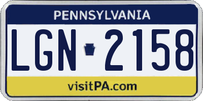 PA license plate LGN2158