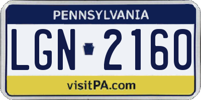 PA license plate LGN2160