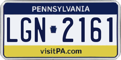 PA license plate LGN2161