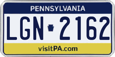 PA license plate LGN2162