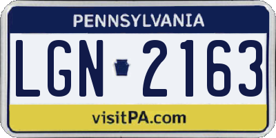 PA license plate LGN2163