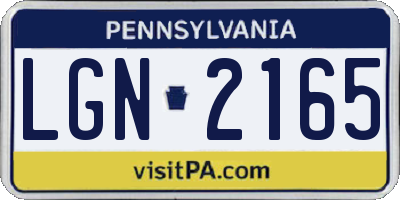 PA license plate LGN2165