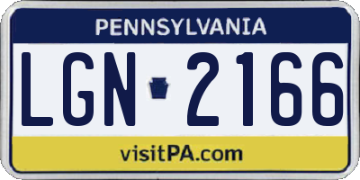 PA license plate LGN2166