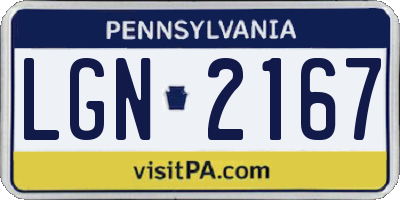 PA license plate LGN2167