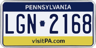 PA license plate LGN2168